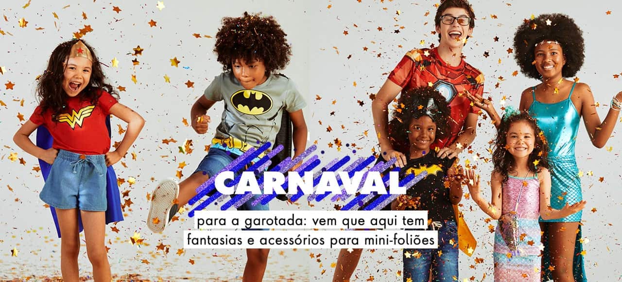 Carnaval para a garotada: vem que aqui tem fantasias e acessórios para mini-foliões